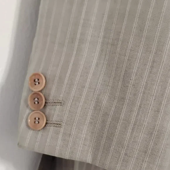 Zara Man 100% Wool Blazer Striped Beige Size 40 EU (Medium) Neutral Elegant - Picture 7 of 10